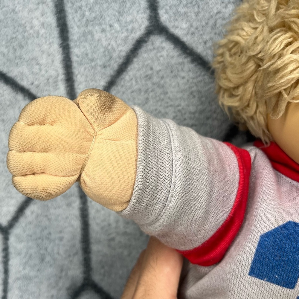 Vintage 1983 Cabbage Patch Kids HM3 Tan Wheat Hair Blue Eye Boy Doll Tracksuit F - Picture 6 of 8